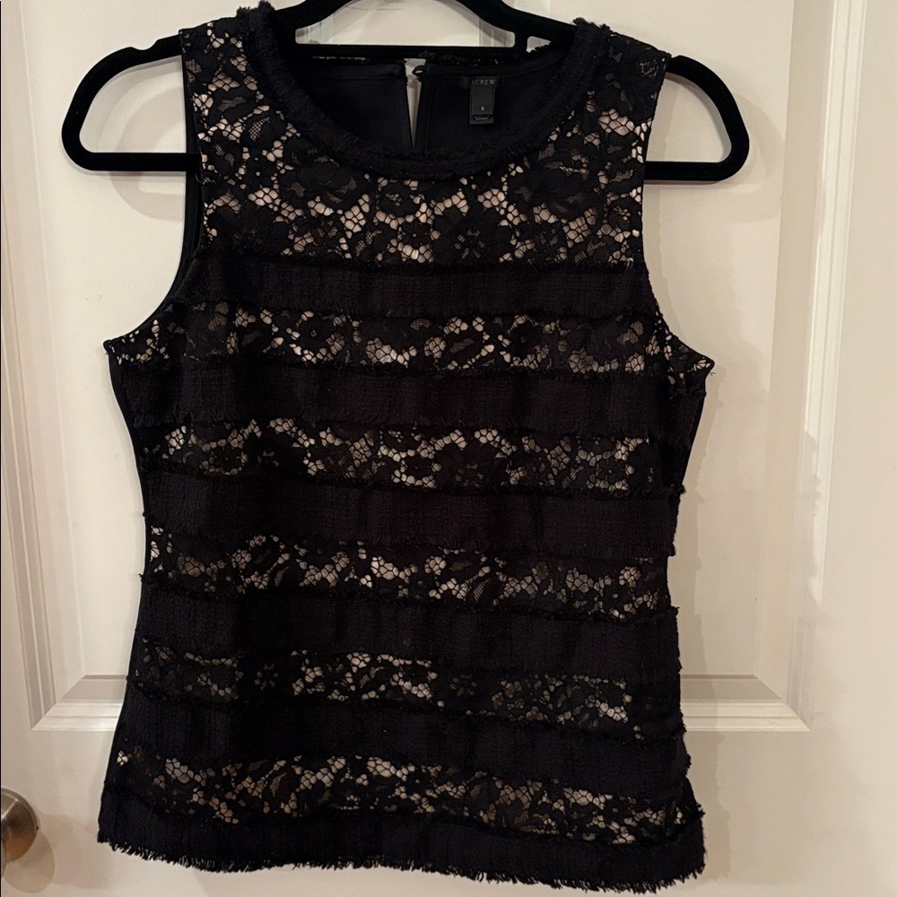 J. Crew Black Lace Sleeveless Top Size S